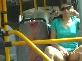 Zuzinka touches herself on a bus