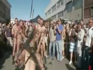 Public Plaza With Stripped Men Prepared For Wild Coarse Violent Gay Group xxx film