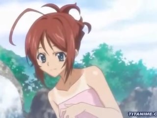 Redhead hentai teenager gets fondled on her extraordinary bath