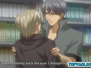 Erotic gay anime striplings having a tongue kiss makeout moment